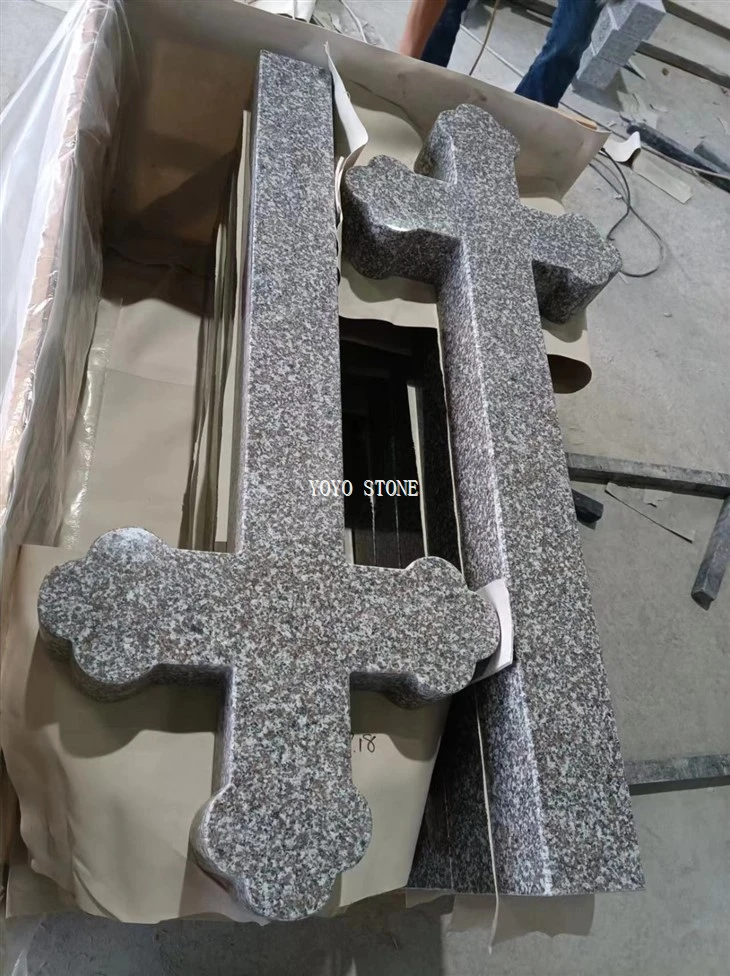 G664 Granite Cross Headstone Romania Monument Packing
